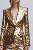 Load image into Gallery viewer, 2 Piece Sparkly Gold Peak Lapel Sequins Women Prom Suits