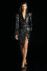 Load image into Gallery viewer, Sparkly Black Peak Lapel Sequins Women Blazer Dress with Slit