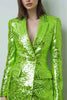 Load image into Gallery viewer, Sparkly Fluorescent Green Peak Lapel Bodycon Women Blazer