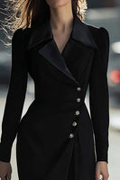 Load image into Gallery viewer, Black Single Breasted Sheath Long Sleeves Blazer Dress