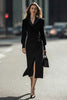 Load image into Gallery viewer, Black Midi Sheath Blazer Dress with Long Sleeves