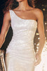 Load image into Gallery viewer, Sparkly Ivory Sequin One Shoulder Short Cocktail Dress