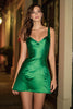 Load image into Gallery viewer, Green A Line Thick Straps Satin Short Cocktail Dress