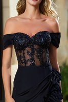 Load image into Gallery viewer, Sparkly Black Tight Short Beaded Cocktail Dress with Ruffles