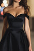 Load image into Gallery viewer, Black Satin A Line Off the Shoulder Short Cocktail Dress