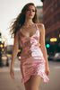 Load image into Gallery viewer, Sparkly Pink Tight Sequin Short Cocktail Dress with Ruffles