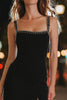 Load image into Gallery viewer, Sparkly Black Tight Short Satin Cocktail Dress with Slit