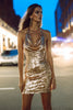 Load image into Gallery viewer, Sparkly Gold Sequin Halter Tight Short Cocktail Dress