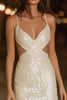 Load image into Gallery viewer, Sparkly Ivory Cut Out Sequins Tight Short Cocktail Dress
