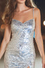 Load image into Gallery viewer, Sparkly Silver Tight Sequins Short Cocktail Dress with Slit