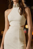 Load image into Gallery viewer, Ivory High Neck Tight Cut Out Short Cocktail Dress with Slit