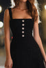 Load image into Gallery viewer, Sparkly Black Square Neck Tweed Short Cocktail Dress