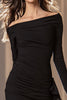 Load image into Gallery viewer, Black Satin Short Tight Cocktail Dress with Sash