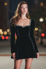 Load image into Gallery viewer, Black A Line Velvet Short Cocktail Dress with Sleeves