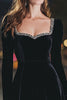 Load image into Gallery viewer, Black A Line Velvet Short Cocktail Dress with Sleeves