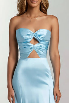 Sky Blue Sweetheart Mermaid Satin Long Formal Dress