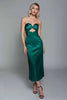 Load image into Gallery viewer, Dusty Blue Sweetheart Cut Out Satin Ankle Length Sheath Formal Dress