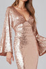 Load image into Gallery viewer, Sparkly Rose Gold Mermaid V-Neck Sequin Long Formal Dress