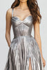 Load image into Gallery viewer, Sparkly Silver Metallic A-Line Pleated Long Formal Dress