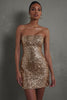 Load image into Gallery viewer, Sparkly Gold Strapless Tight Short Cocktail Dress with Sequin