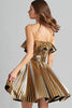 Load image into Gallery viewer, Sparkly Gold Metallic Strapless Pleated A-Line Short Cocktail Dress