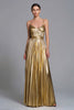 Load image into Gallery viewer, Sparkly Gold Metallic Pleated A-Line Long Formal Dress