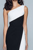 Load image into Gallery viewer, Black and White Satin Patchwork Long Formal Dress with Slit