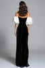 Load image into Gallery viewer, Black and White Velvet Mermaid Corset Long Formal Dress