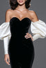 Load image into Gallery viewer, Black and White Sweetheart Velvet Mermaid Long Formal Dress with Sleeves