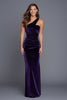 Load image into Gallery viewer, Plum Mermaid One Shoulder Velvet Ruched Long Holiday Party Dress