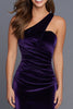 Load image into Gallery viewer, Plum Mermaid One Shoulder Velvet Ruched Long Holiday Party Dress