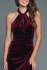 Load image into Gallery viewer, Burgundy Velvet Halter Mermaid Long Holiday Party Dress with Slit