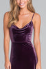 Load image into Gallery viewer, Plum Velvet Spaghetti Straps Sheath Long Holiday Party Dress