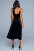 Load image into Gallery viewer, Black Velvet Spaghetti Straps A-Line Tea Length Holiday Party Dress