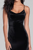 Load image into Gallery viewer, Black Velvet Spaghetti Straps Sheath Tea Length Holiday Party Dress