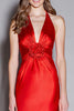 Load image into Gallery viewer, Red Mermaid Halter Satin Long Formal Dress with 3D Flower