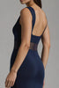 Load image into Gallery viewer, Simple Navy Satin Mermaid Boat Neck Long Formal Dress