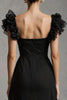 Load image into Gallery viewer, Black Tulle Square Neck A-Line Long Formal Dress with Ruffles