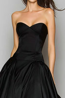 Load image into Gallery viewer, Black Satin Sweetehart A-Line Long Formal Dress
