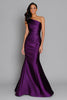 Load image into Gallery viewer, Purple Mermaid One Shoulder Satin Long Formal Dress
