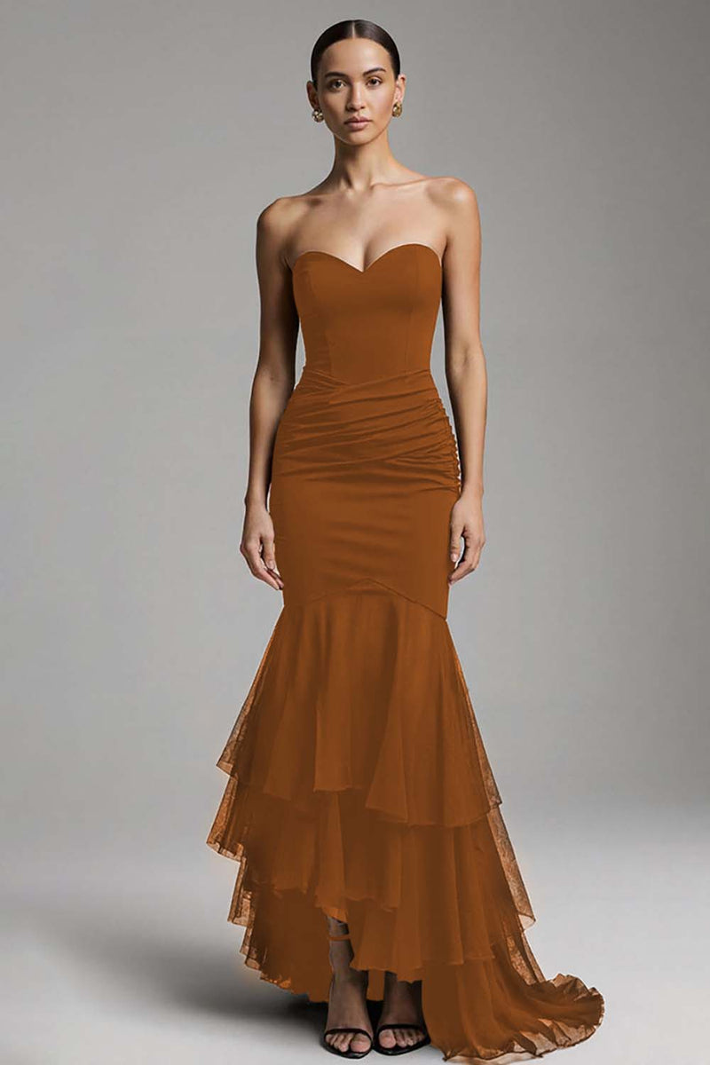 Load image into Gallery viewer, Black Mermaid Sweetheart Ruffled Long Formal Dress