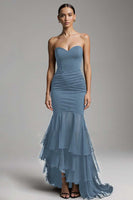 Load image into Gallery viewer, Black Mermaid Sweetheart Ruffled Long Formal Dress