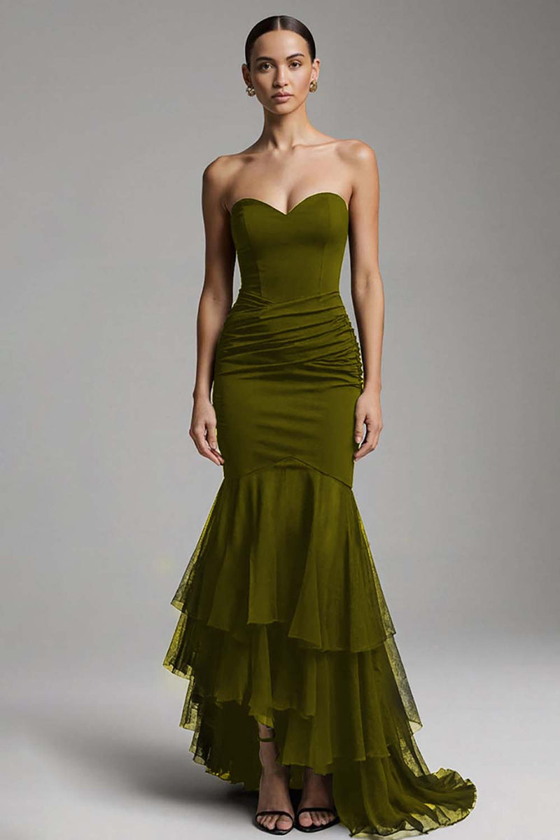 Load image into Gallery viewer, Black Mermaid Sweetheart Ruffled Long Formal Dress