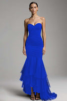 Load image into Gallery viewer, Black Mermaid Sweetheart Ruffled Long Formal Dress