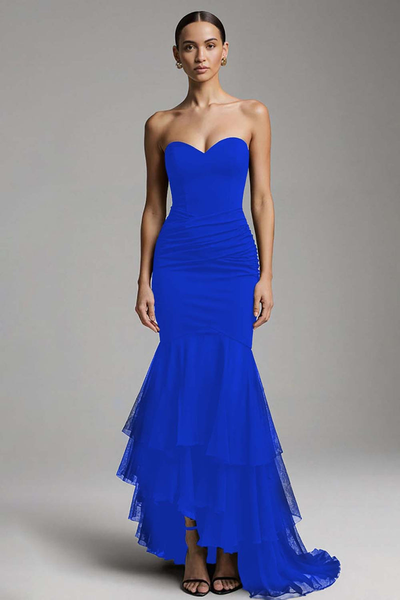 Load image into Gallery viewer, Black Mermaid Sweetheart Ruffled Long Formal Dress