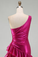 Load image into Gallery viewer, Sparkly Gold One Shoulder Metallic Ruffled Tight Short Cocktail Dress