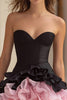 Load image into Gallery viewer, Black and Pink Satin Sweetheart Tiered A-Line Short Corset Cocktail Dress