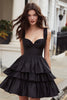 Load image into Gallery viewer, Black Thick Straps Ruffled A-Line Short Cocktail Dress