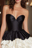 Load image into Gallery viewer, Black and White Satin A-Line Sweetheart Ruffled Short Cocktail Dress