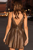 Load image into Gallery viewer, Sparkly Coffee Metallic Spaghetti Straps A-Line Short Cocktail Dress
